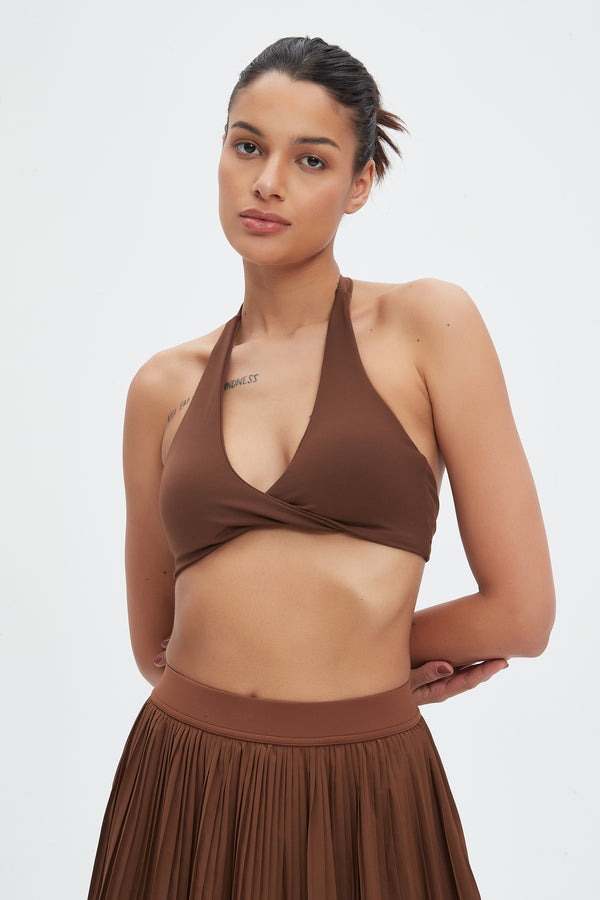 Chloe Twist Front Halter Neck Sports Bra