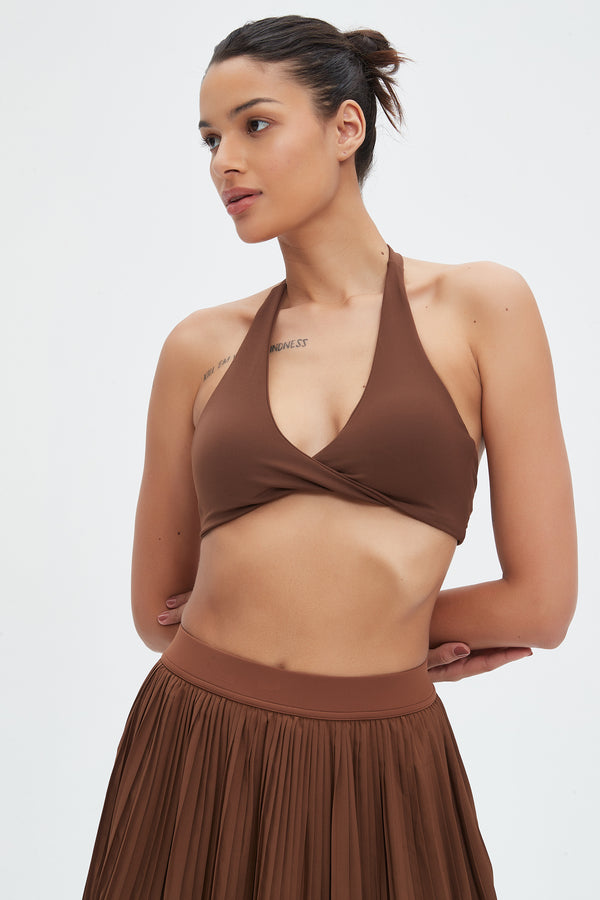 Chloe Twist Front Halter Neck Sports Bra
