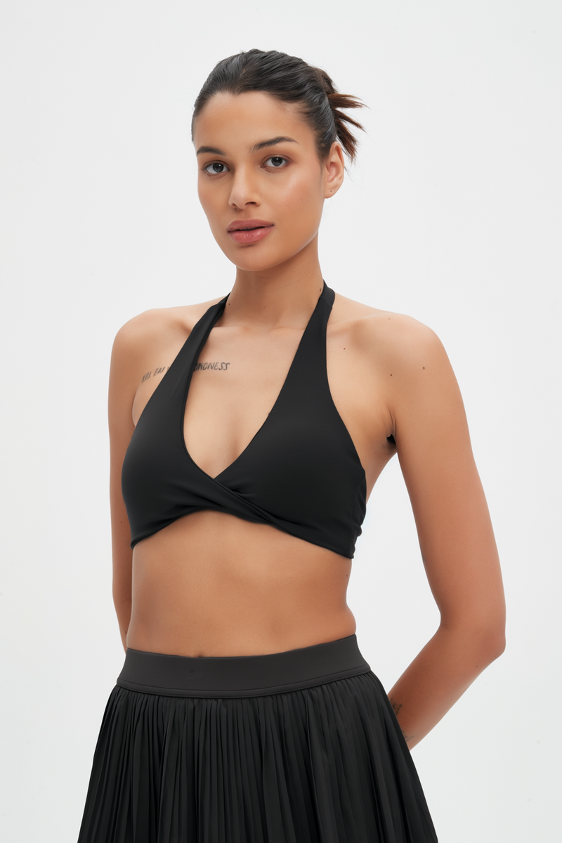 Chloe Twist Front Halter Neck Sports Bra